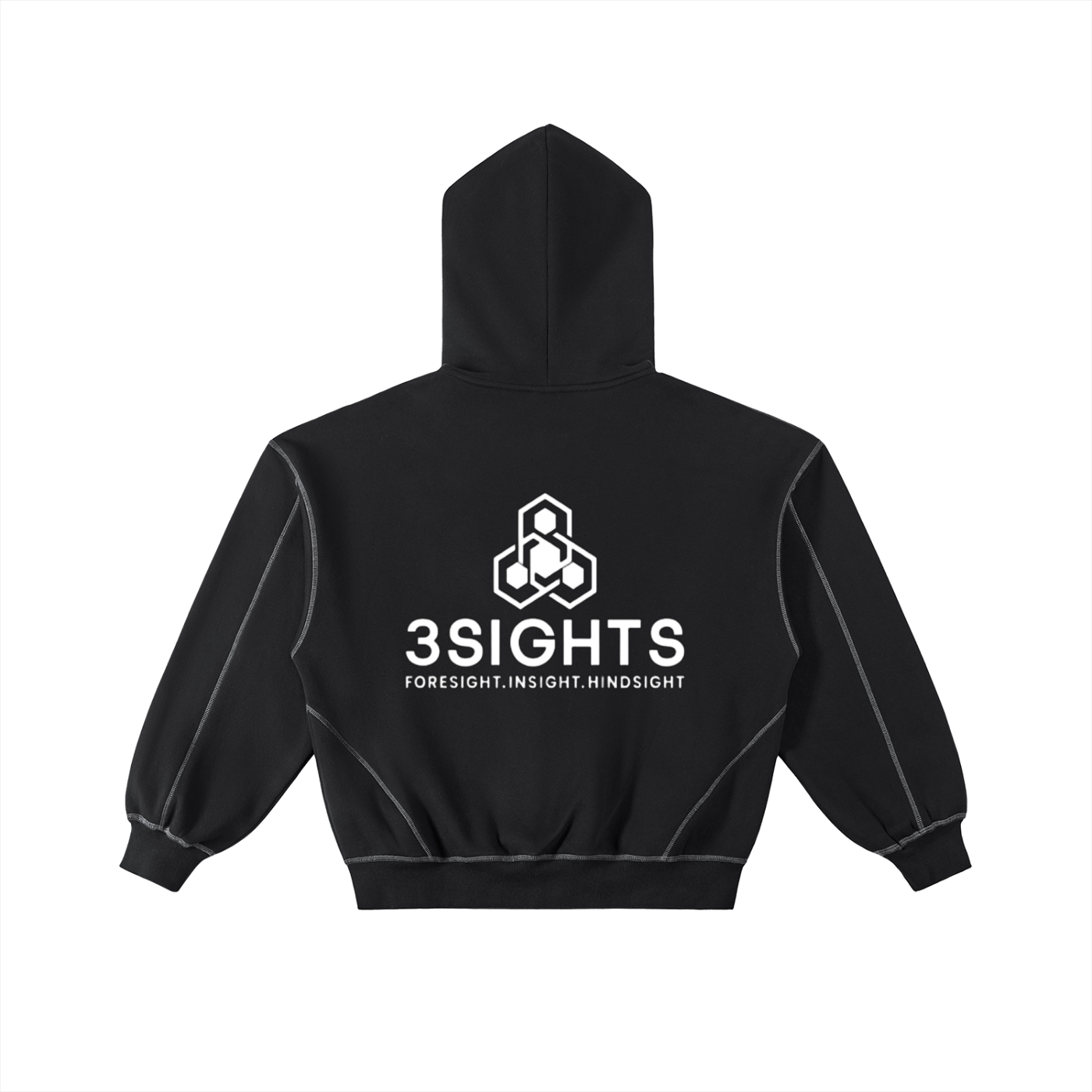 Contrast-Stitched Boxy Fleece Zip Hoodie